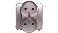 Gniazdka elektryczne - Kontakt Simon Kontakt_Simon Gniazdo wtyczkowe podwójne z uziemieniem (moduł). z przesłonami torów prądowych. 16A. 250V. zaciski śrubowe srebrny mat BMGZ2MZ.01/43 - miniaturka - grafika 1