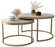 Ławy i stoliki kawowe - Komplet 2 stolików kawowych typu 2w1 kaszmir + złoty A0-S06 - miniaturka - grafika 1