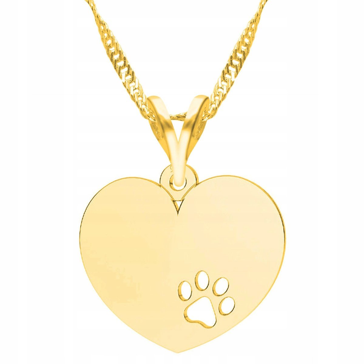 Złoty Naszyjnik Serce z Łapką Psia Miłość Pies Łapa Kota Kot SREBRO 925
