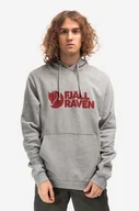 Bluzy męskie - Fjallraven bluza bawełniana Logo Hoodie męska kolor szary z kapturem wzorzysta F84144-020.999 - miniaturka - grafika 1