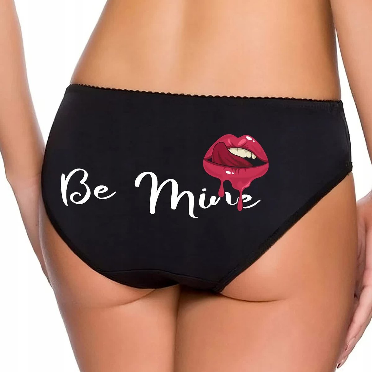 CZARNE MAJTKI Figi Dla Partnerki Na Walentynki BE MINE Mix Wzoró Rozmiar M