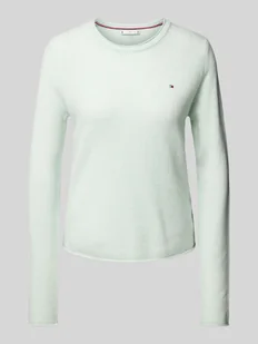Sweter z dzianiny z wyhaftowanym logo - Swetry damskie - miniaturka - grafika 1