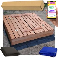 Place zabaw - SOLIDNA Duża Piaskownica Impregnowana Zamykana Drewniana 120 cm PREMIUM PREZENT DLA DZIECKA + EBOOK - miniaturka - grafika 1