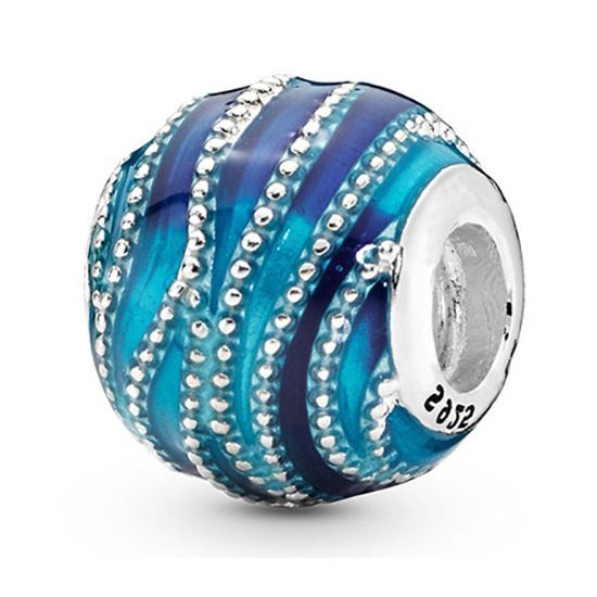 Zawieszka Charms SREBRO 925 Koralik Niebieska Kula