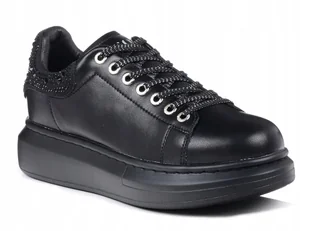 Buty sneakersy damskie czarne na platformie skórzane Goe OO2N4004 39 - Sneakersy damskie - miniaturka - grafika 1