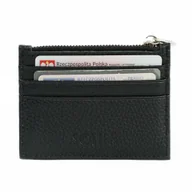 Portfele - Skórzany portfel na karty z zamkiem etui slim Solier SW42 BLACK - miniaturka - grafika 1
