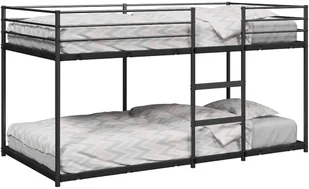 vidaXL Łóżko piętrowe bez materaca, czarne, 107x203 cm, stal - Łóżka dla dzieci i młodzieży - miniaturka - grafika 1