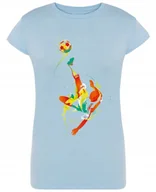 Koszulki i topy damskie - Modny T-Shirt Kolorowy nadruk Piłkarz R.XXL - miniaturka - grafika 1