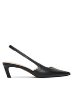 Sandały damskie - Calvin Klein Sandały Ess Kitten Heel Sling Back HW0HW02641 Czarny - miniaturka - grafika 1