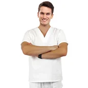 Odzież robocza - Bluza piekarska, gastronomiczna, unisex biała krótki rękaw 3XL - miniaturka - grafika 1