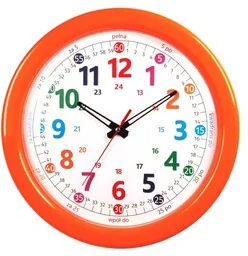 Duży zegar do nauki odczytu czasu pomarańcz/ 32,5cm - Zabawki interaktywne dla dzieci - miniaturka - grafika 1