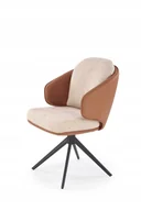 Krzesła - Halmar K554 krzesło tapicerowane do salonu obrotowe brązowy beżowy - miniaturka - grafika 1