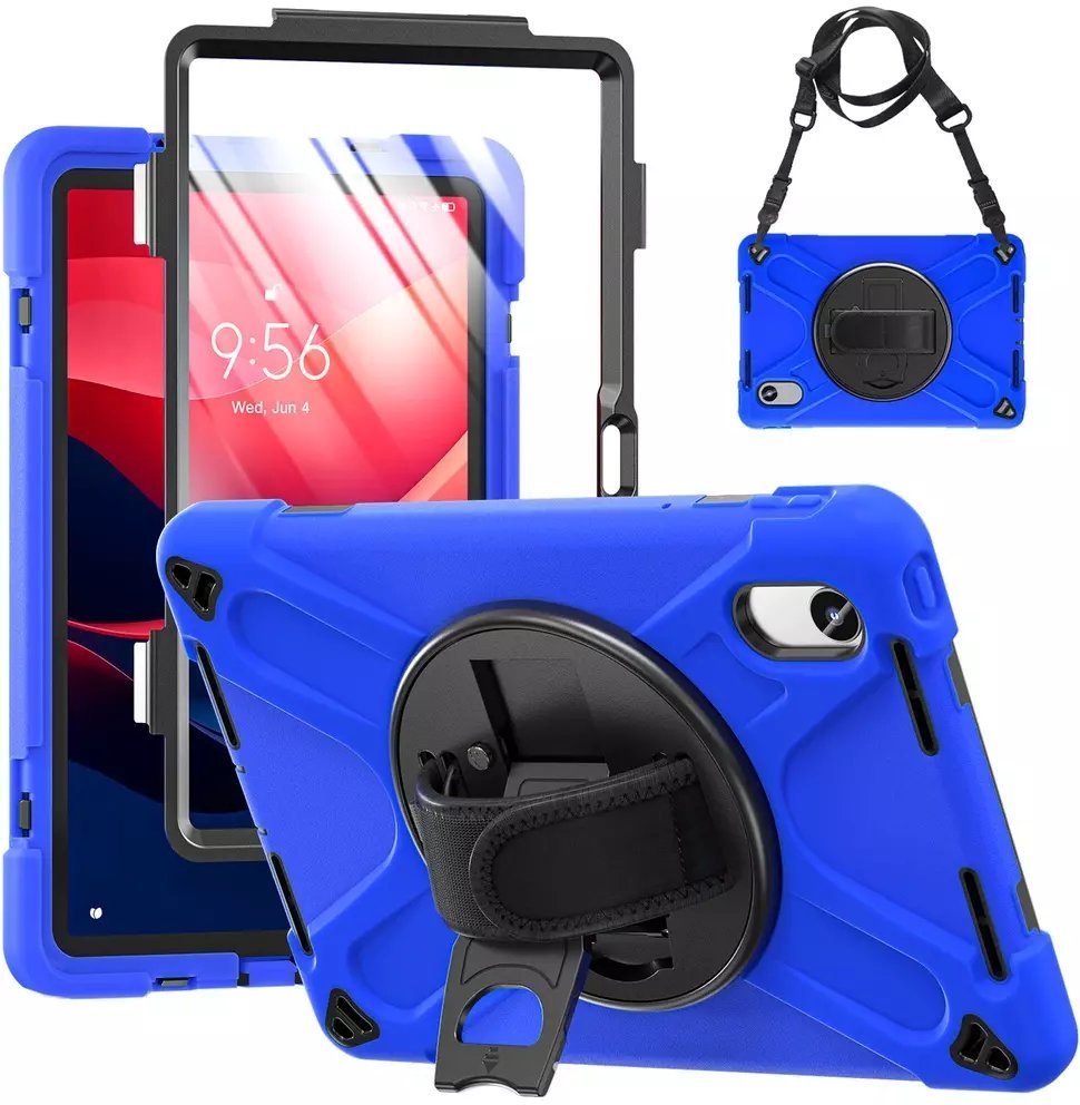 Etui na tablet 4kom.pl Etui Shockproof z uchwytem do Lenovo Tab M11 10.95 TB330FU TB330XU TB331FC, niebieskie