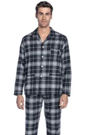 Piżamy męskie - Flanelowa piżama męska SAMUEL Ciemnoszary 4XL - miniaturka - grafika 1