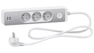 Listwy zasilające - SCHNEIDER Listwa zasilająca Electric Odace przeciwprzepięciowa 3 gniazd 1.5m 2xUSB srebrny ST933U1WA ST933U1WA - miniaturka - grafika 1