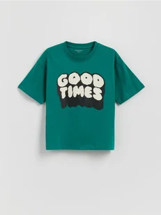 Reserved - Bawełniany t-shirt z nadrukiem - zielony - Koszulki dla chłopców - miniaturka - grafika 1