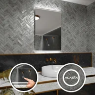 Lustra - Prostokątne lustro łazienkowe z podświetleniem LED i włącznikiem dotykowym - Chicago - 60 x 100cm - miniaturka - grafika 1