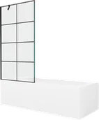 Wanny - Mexen Vega wanna prostokątna 180 x 80 cm z obudową i parawanem 1-skrzydłowym 90 cm, czarny wzór - 550118080X9509007077 - miniaturka - grafika 1