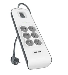 Belkin Listwa zasilająca Surge Plus 6-fold incl. 2 x USB 2,4A - BSV604VF2 (BSV604VF2M) - Listwy zasilające - miniaturka - grafika 2
