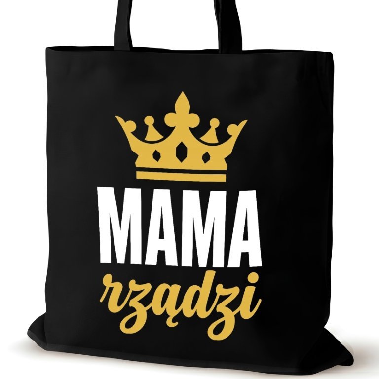 Torba bawełniana dla MAMY na ramię czarna walentynki biura śmieszna
