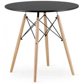 Stoły - Czarny okrągły skandynawski stół kuchenny T6-A66 - miniaturka - grafika 1