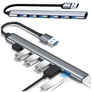 Rozdzielacz HUB rozgałęźnik portów 7x USB 3.0 slim 5GB/s Adapter rozdzielnik Alogy Szary - Huby USB - miniaturka - grafika 2