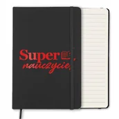 Notesy i bloczki - NOTES CZARNY A5 Z GUMKĄ W LINIE PREZENT DLA SUPER NAUCZYCIELA RED WZORY - miniaturka - grafika 1