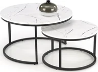 Ławy i stoliki kawowe - Halmar Zestaw 2 stolików JAVA biały marmur/czarny HALMAR - miniaturka - grafika 1