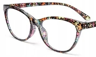 Okulary do czytania kocie damskie kwiatowe +3,5 - Okulary korekcyjne, oprawki, szkła - miniaturka - grafika 1