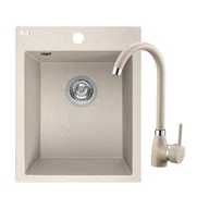 Zlewozmywaki z baterią - Zlewozmywak LAVEO Chichi SBHA410T Beżowy + bateria - miniaturka - grafika 1