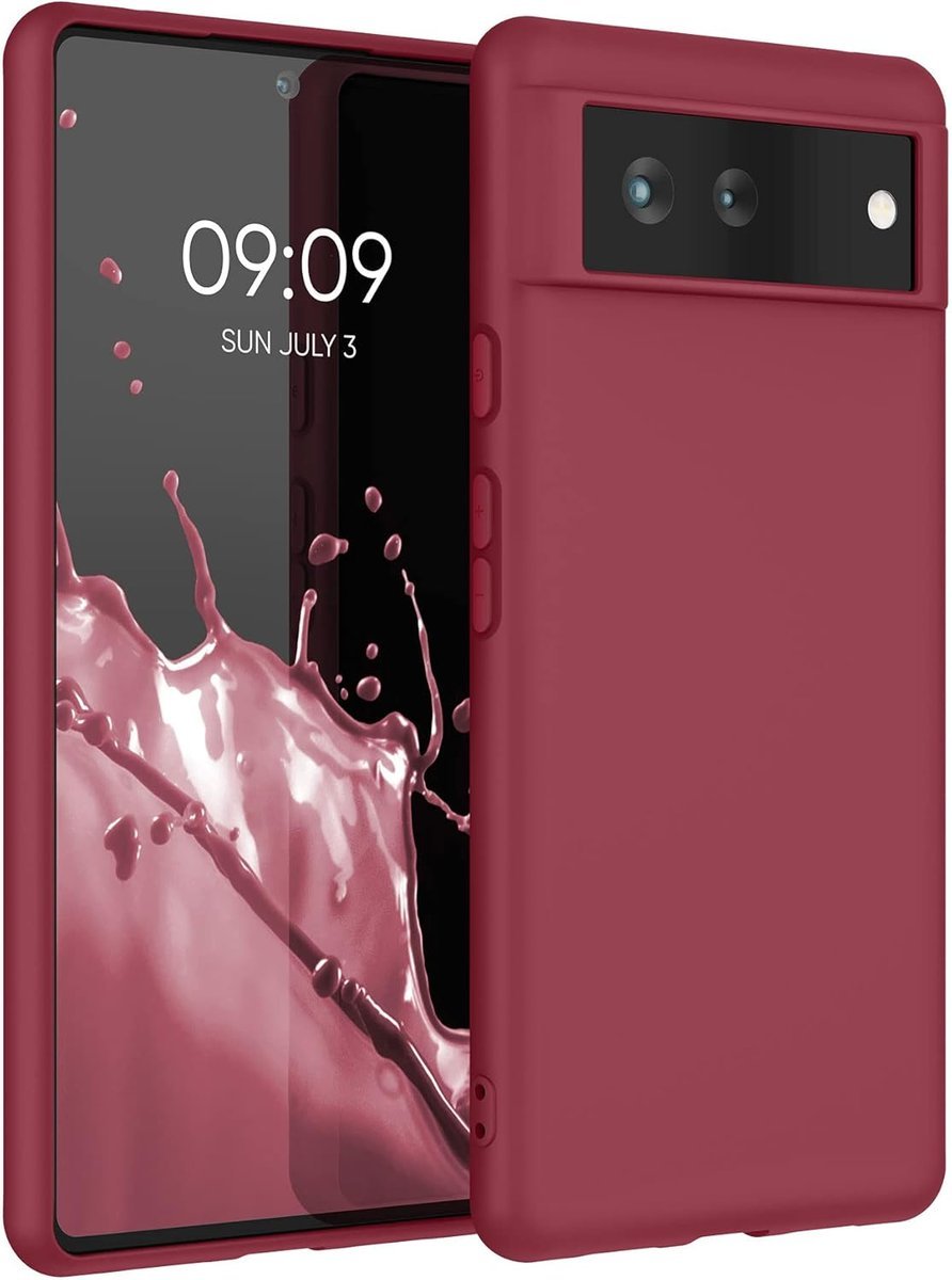 kwmobile Etui kompatybilne z Google Pixel 6 - Miękki silikonowy pokrowiec na telefon - rabarbar