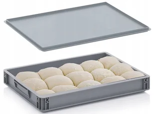 Pojemnik do dojrzewania ciasta na pizzę duży 40x30 z pokrywką komplet - Pojemniki kuchenne - miniaturka - grafika 1