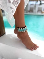 Bransoletki - Bransoletka z Muszelek na Nogę PASEK CIEMNA - miniaturka - grafika 1