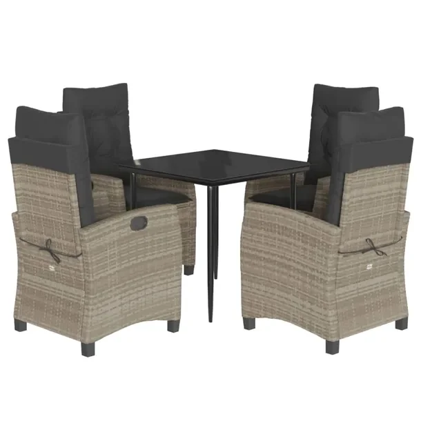Zestaw mebli ogrodowych rattan PE, 80x80x74 cm, czarny/jasnoszary