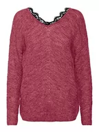 Swetry damskie - VERO MODA Vmstinna Ls Lace Back Blouse Ga Noos sweter damski, Dry Rose/Detail:w. Black Lace, M - miniaturka - grafika 1