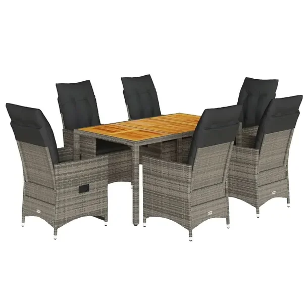 Zestaw mebli ogrodowych szary, rattan PE, stół 150x90x75 cm, krzesła 56x