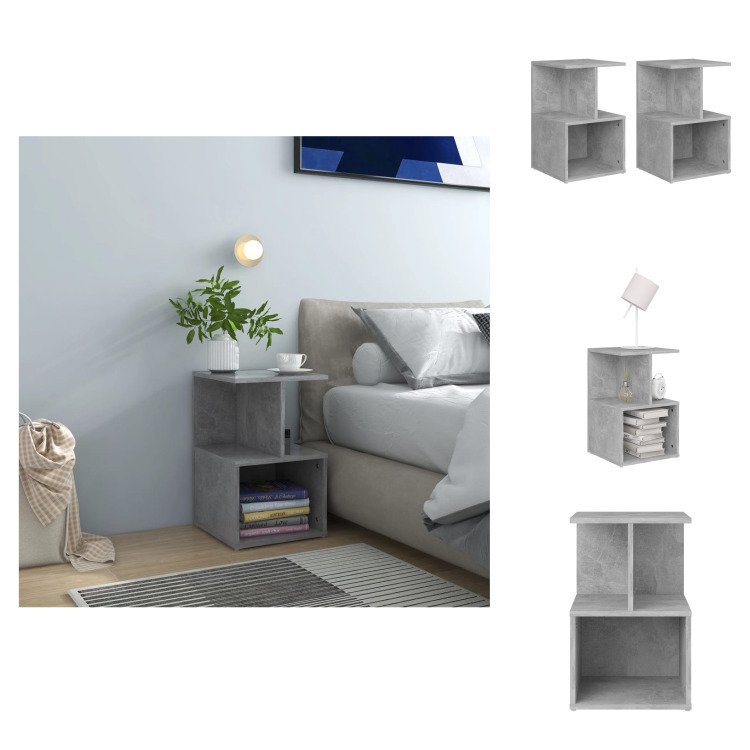 vidaXL Szafki nocne 2 szt. Betonowe szare 35x35x55 cm materiał drewnopochodny - Stoliki nocne