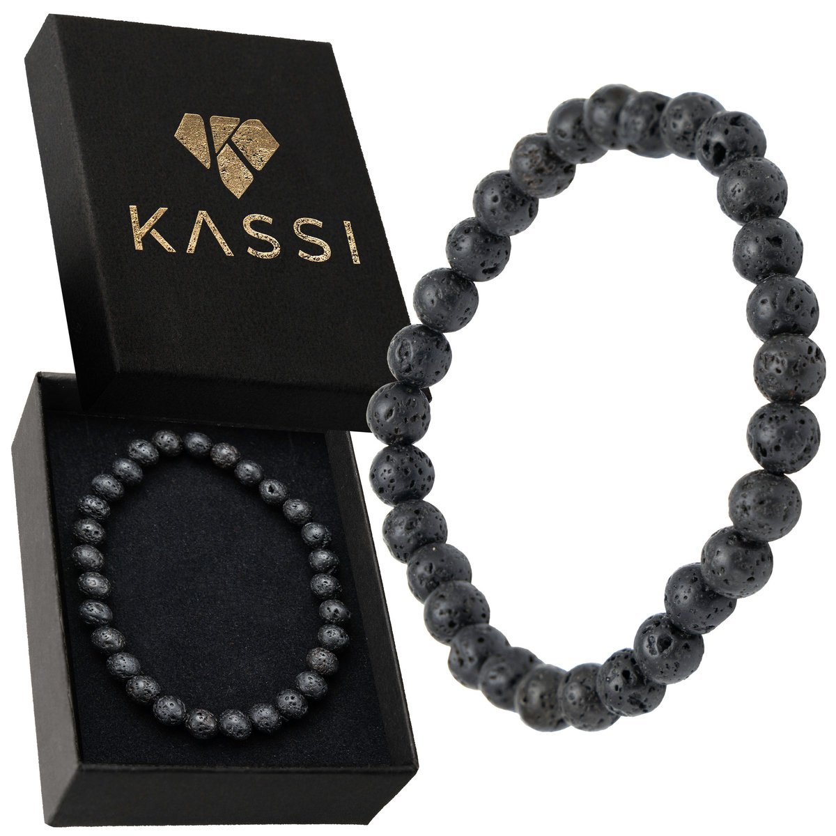 stylowa bransoletka z kamieniem lawowym – biżuteria z minerałów czarna Lawa