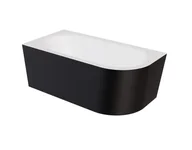 Wanny - Wanna narożna lewa Besco Avita A-line 150x75 cm czarny mat syfon klik-klak biały z przelewem slim WAA-15AMLBS - miniaturka - grafika 1