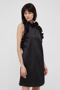 Sukienki - Sisley sukienka kolor czarny mini prosta - grafika 1