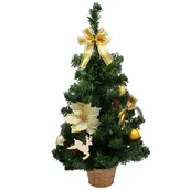 Choinki - Sztuczna choinka w doniczce ubrana złota 60 cm dekoracja świąteczna dekoracja bożonarodzeniowa - miniaturka - grafika 1