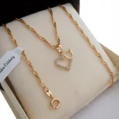 Łańcuszki - Złoty Łańcuszek + Serce Serduszko 18K + Dedykacja - miniaturka - grafika 1