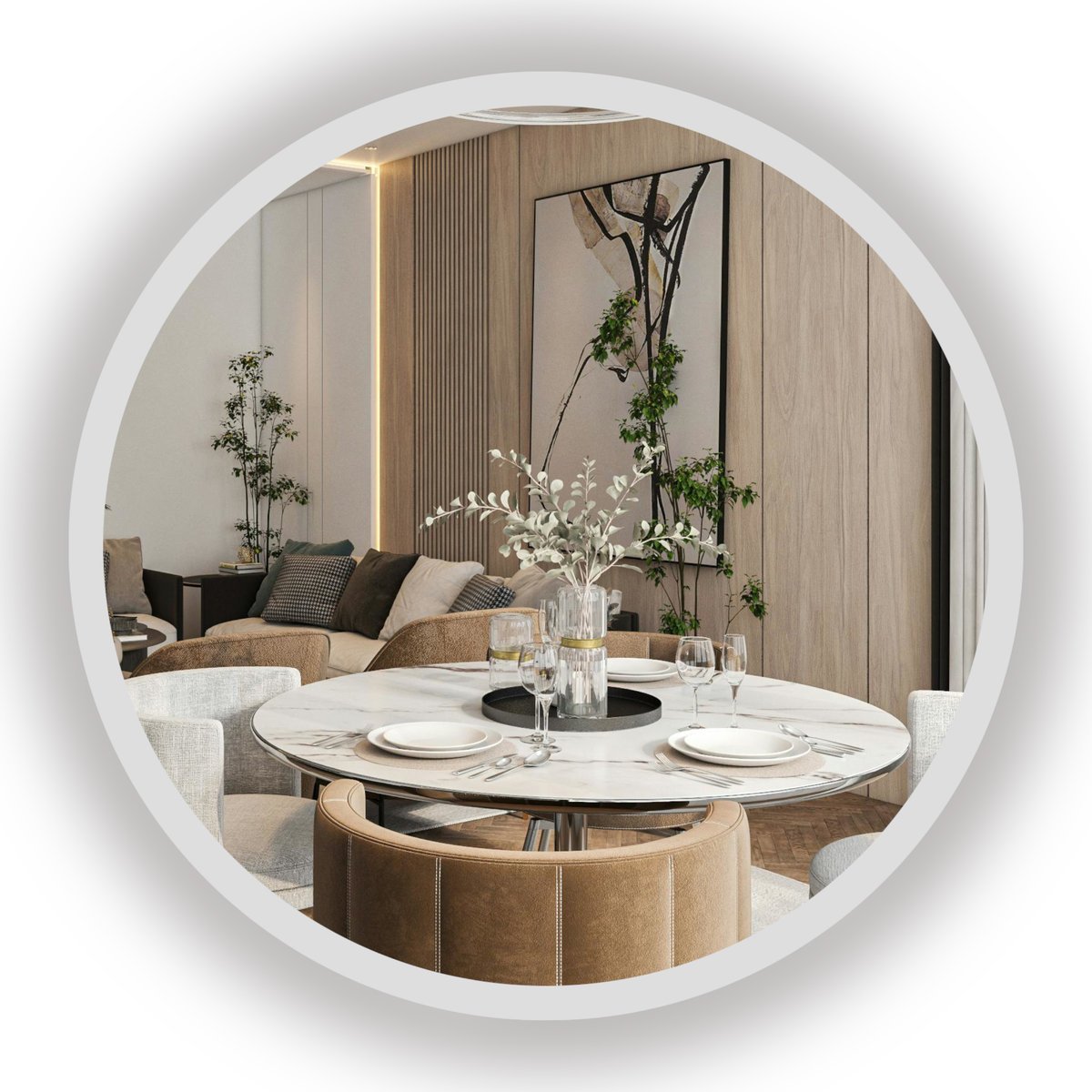 LUSTRO LED OKRĄGŁE 60 CM SZLIFOWANE BEZ RAMY DO ŁAZIENKI LOFT