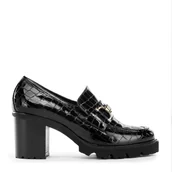 Półbuty męskie - Czółenka ze skóry lakierowanej croco z klamerką - miniaturka - grafika 1