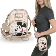Torebki damskie - Myszka Mickey Disney Beżowa saszetka, mała torebka z regulowanym paskiem, mini torebka 18x5x12 cm - miniaturka - grafika 1