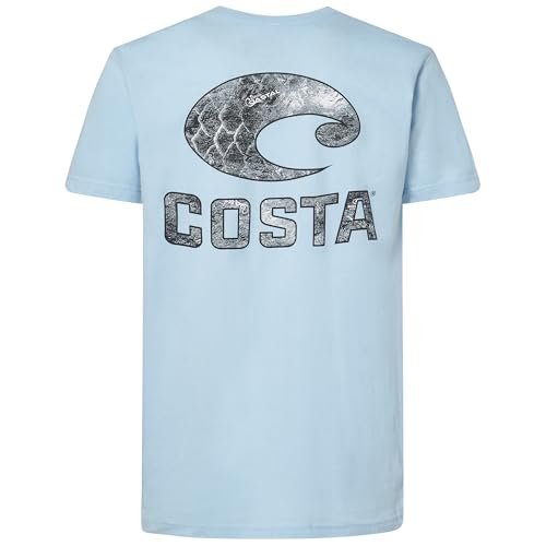 Costa Del Mar Męski Mossy Oak Coastal Krótki Rękaw Okrągły dekolt, Jasnoniebieski, M