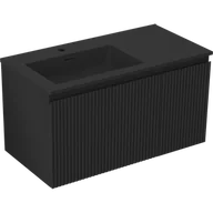 Szafki łazienkowe - Mexen Rivel szafka łazienkowa 90 cm z umywalką Otis lewą, 1S, 1D, ryflowana, czarna mat - 91A23-09047-3-BBFF71-W18L71 - miniaturka - grafika 1