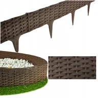 Ogrodzenia - 3,9 m Obrzeże Trawnikowe Opaska Ogrodowa Palisada Płotek Ogrodowy Brązowy - miniaturka - grafika 1
