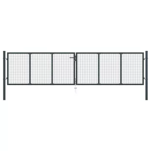 vidaXL Brama ogrodowa z siatki, galwanizowana stal, 400x175 cm, szara - Akcesoria do ogrodzeń - miniaturka - grafika 1