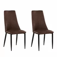 Krzesła - Beliani Zestaw 2 krzeseł do jadalni ekoskóra brązowy CLAYTON - miniaturka - grafika 1